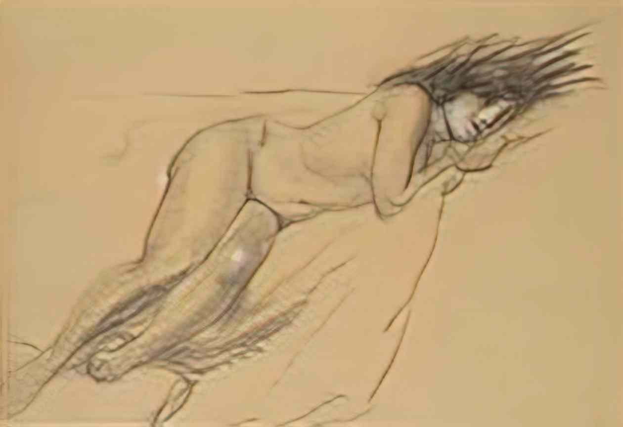 Theophile Steinlen nu aux cheveux epars Art A4 Photo Print