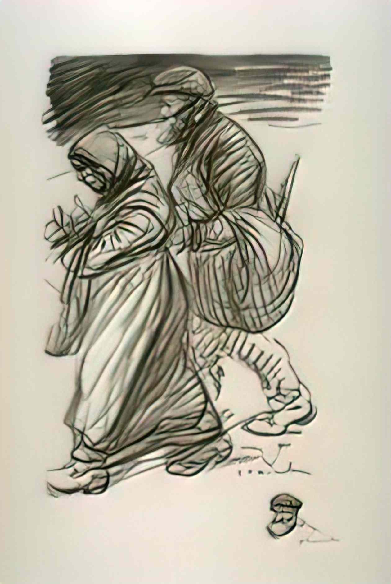 Theophile Steinlen refugees 1916 Art A4 Photo Print