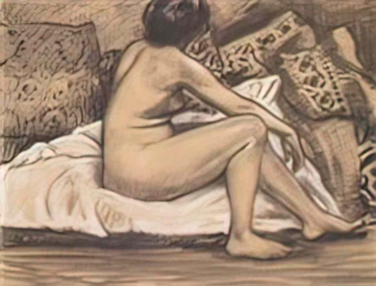 Theophile Steinlen seated nude from behind 1905 Art A4 Photo Print