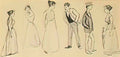 Theophile Steinlen six croquis de personnages Art A4 Photo Print