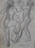 Theophile Steinlen three nude women dancing Art A4 Photo Print