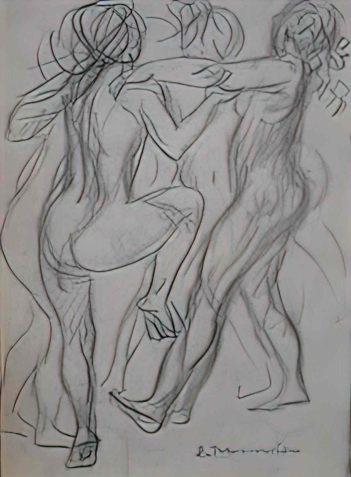 Theophile Steinlen three nude women dancing Art A4 Photo Print