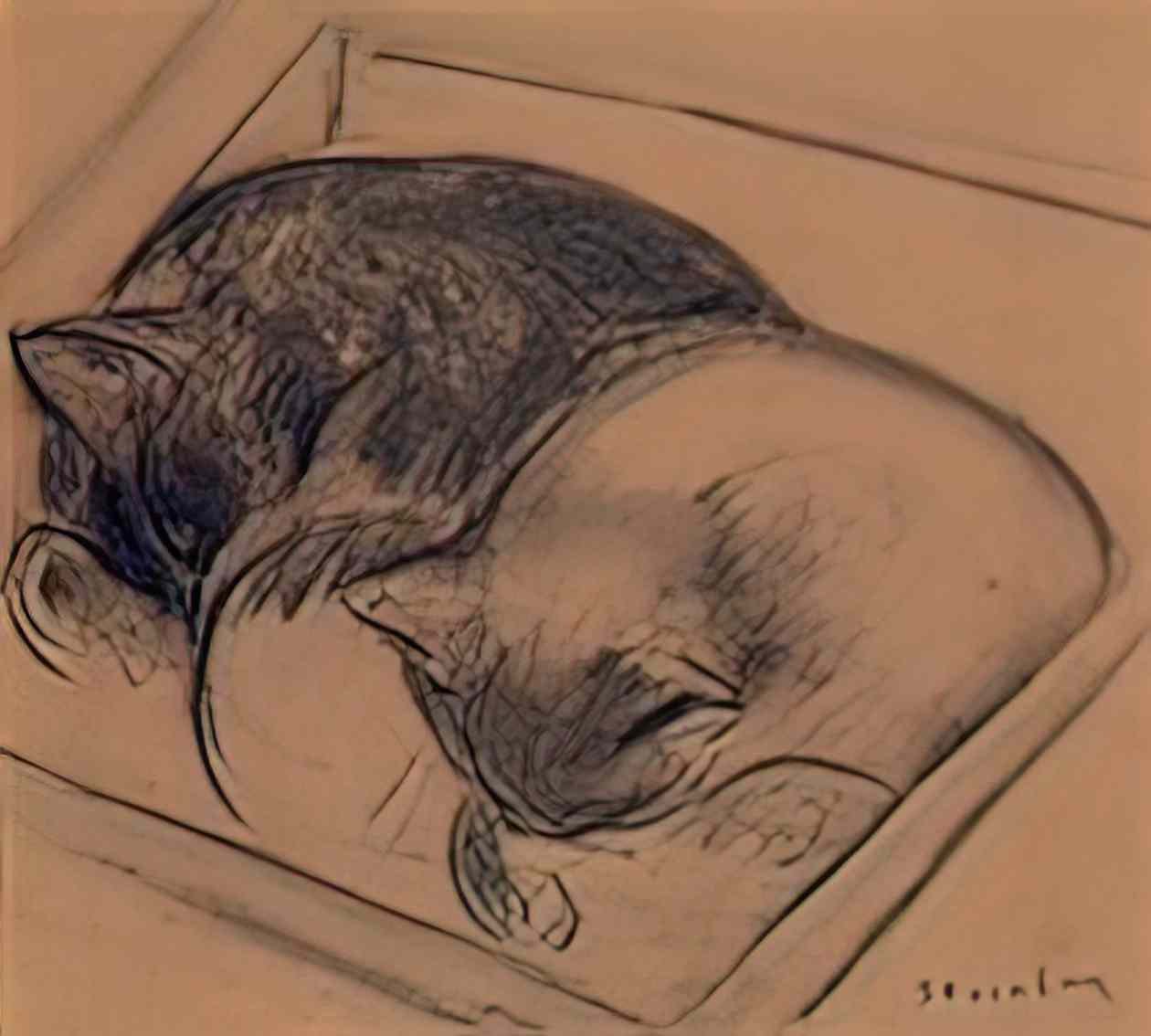 Theophile Steinlen two sleeping cats 1 Art A4 Photo Print