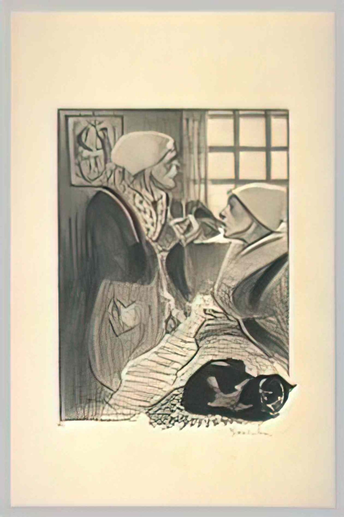 Theophile Steinlen two women and cat Art A4 Photo Print