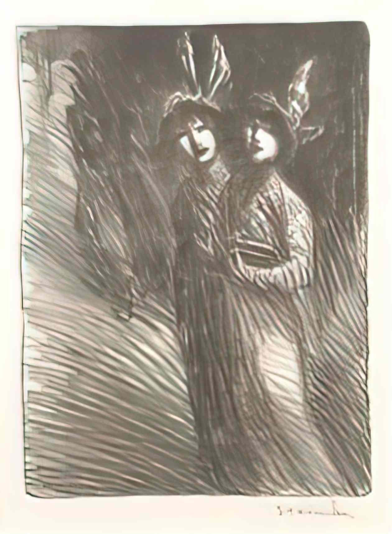 Theophile Steinlen two women lithograph Art A4 Photo Print