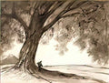 Theophile Steinlen vagabond under tree Art A4 Photo Print