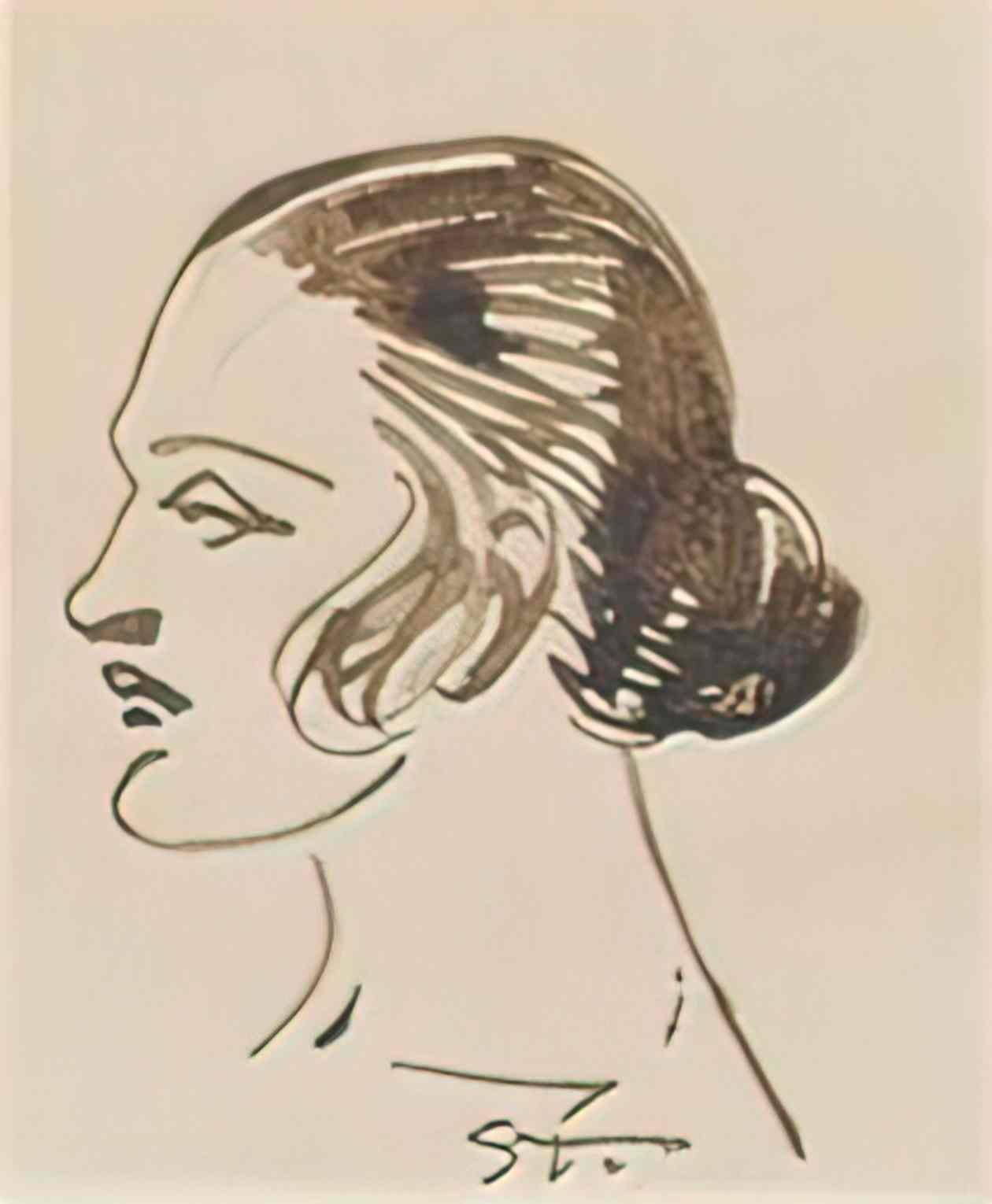 Theophile Steinlen woman s profile Art A4 Photo Print