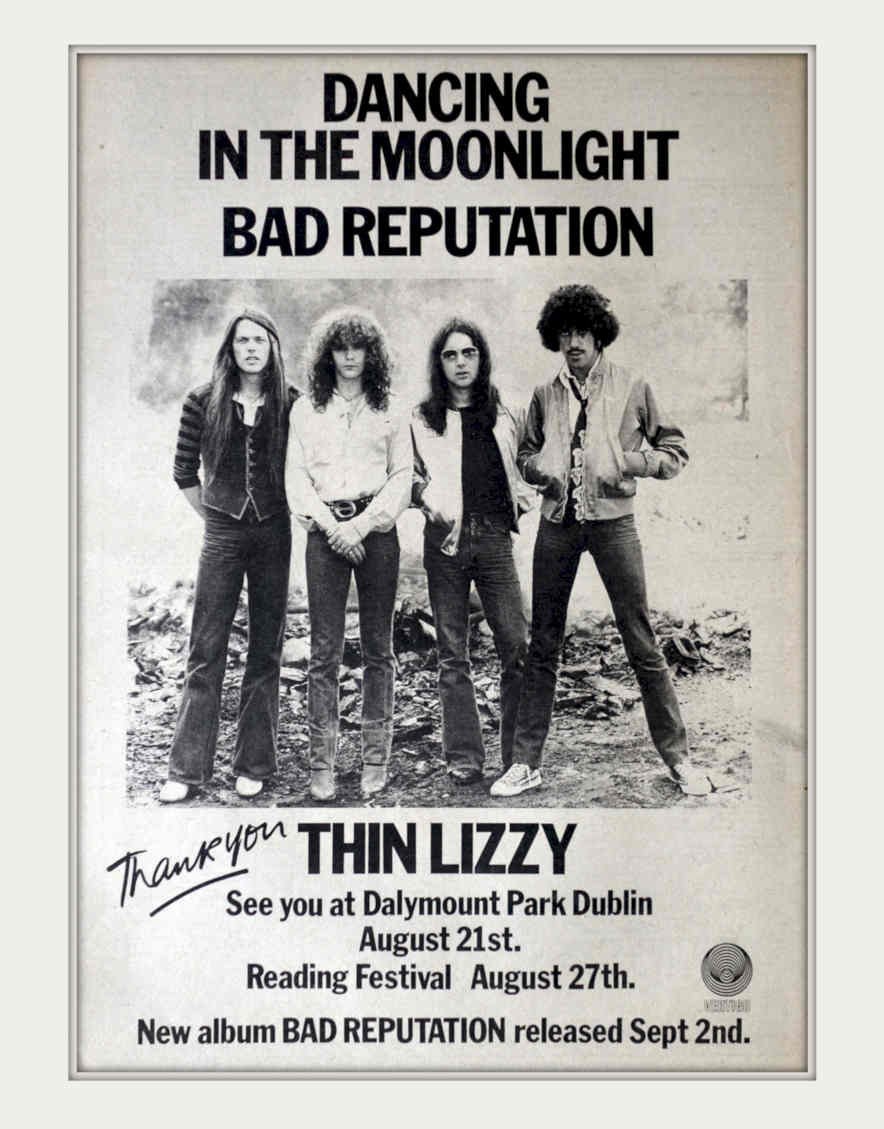 Thin Lizzy Bad Vintage Retro Advert Poster A4 Photo Print 2