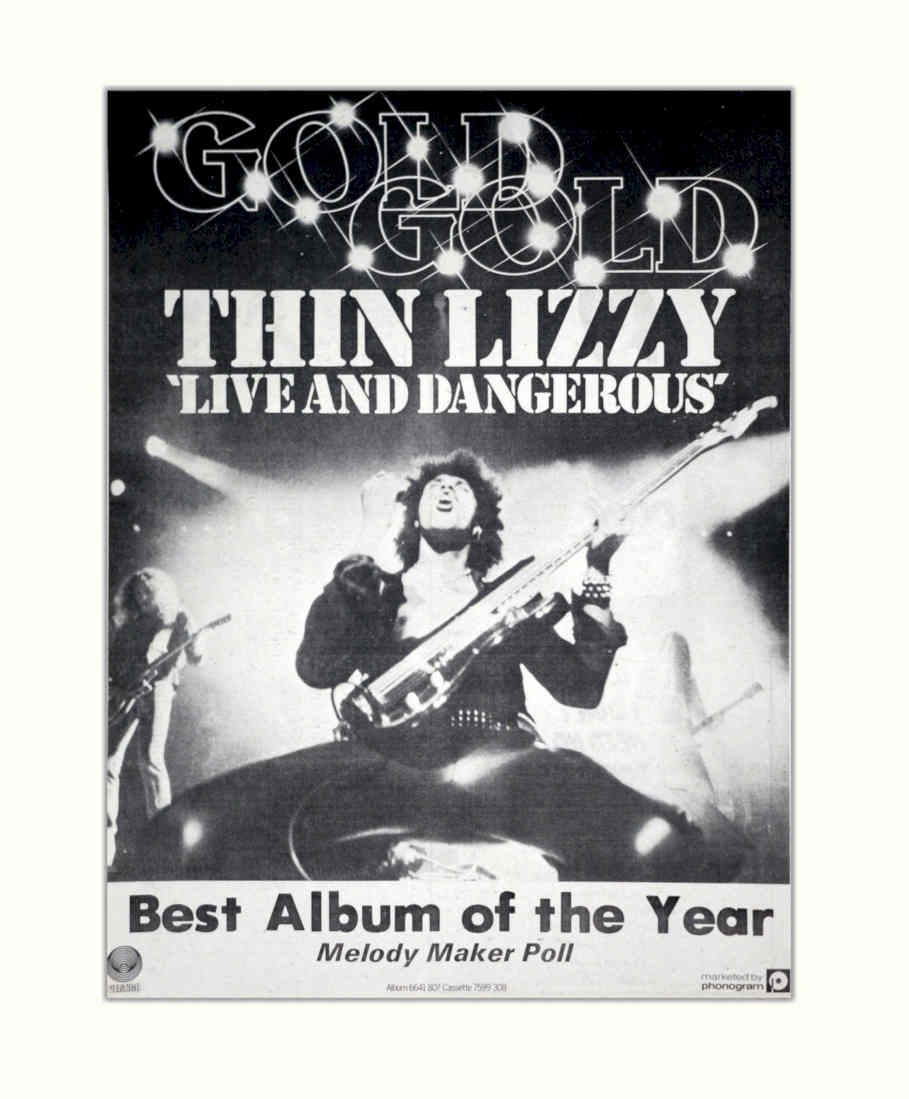 Thin Lizzy Gold Vintage Retro Advert Poster A4 Photo Print
