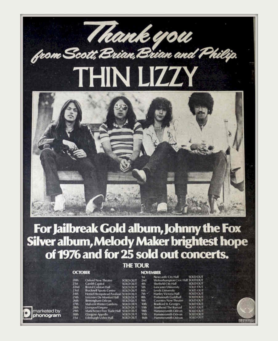 Thin Lizzy Jailbreak Vintage Retro Advert Poster A4 Photo Print