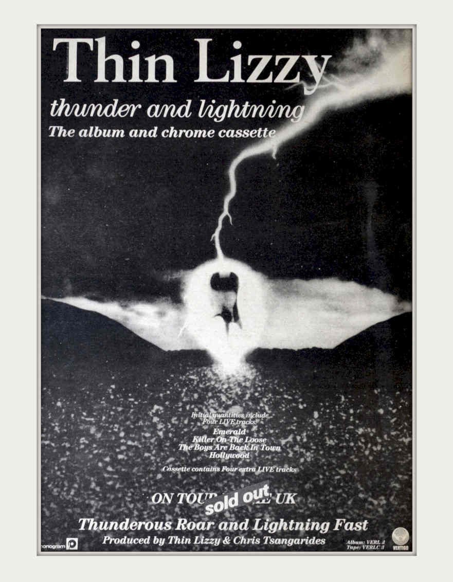 Thin Lizzy Thunder Vintage Retro Advert Poster A4 Photo Print
