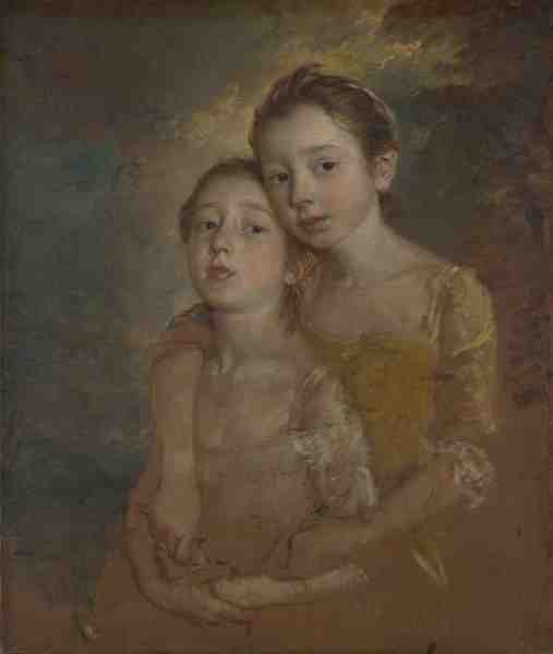 Thomas Gainsborough The Painter'S Daughters With A Cat A4 Photo Print