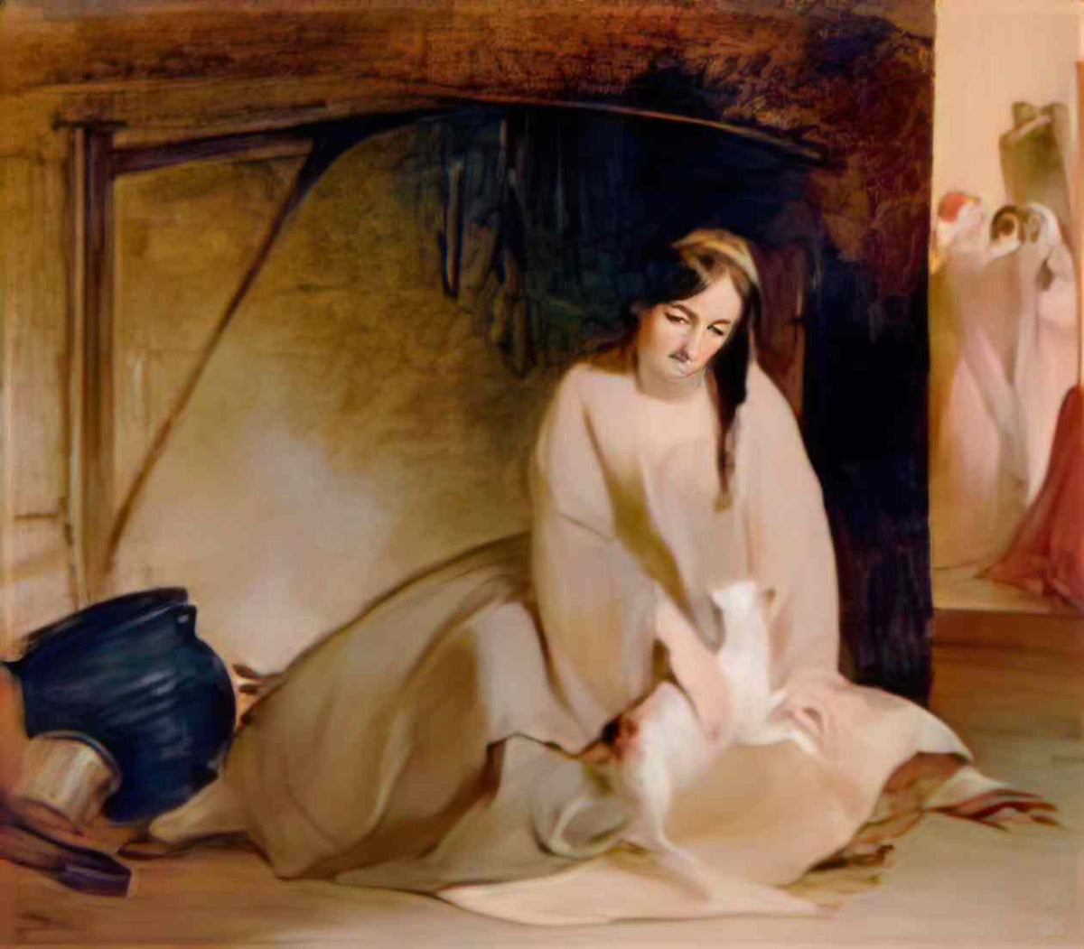 Thomas Sully cinderella at the kitchen fire 1848 Art A4 Photo Print