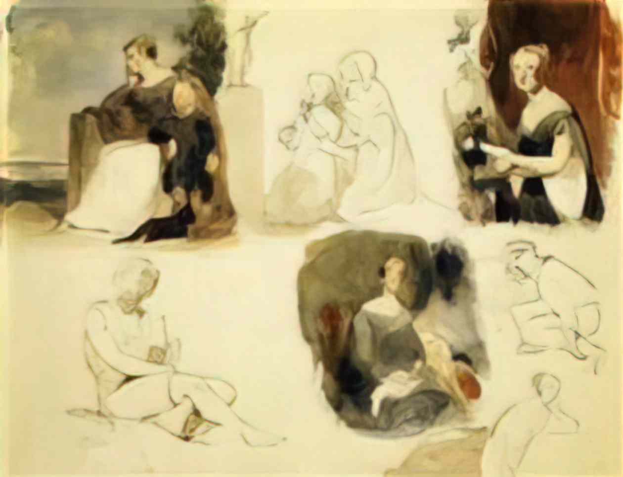 Thomas Sully sheet of figure studies 1839 Art A4 Photo Print