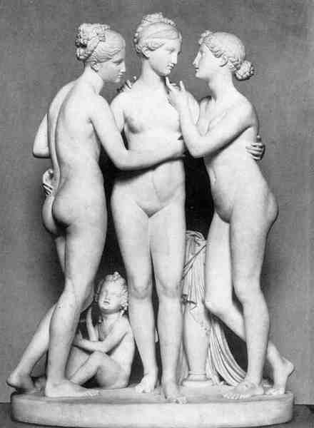 Thorvaldsen Berthel The Three Graces With Cupid A4 Photo Print