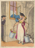 Threatened Marriage Kissing GB Cartoon Vintage Retro Advert Poster