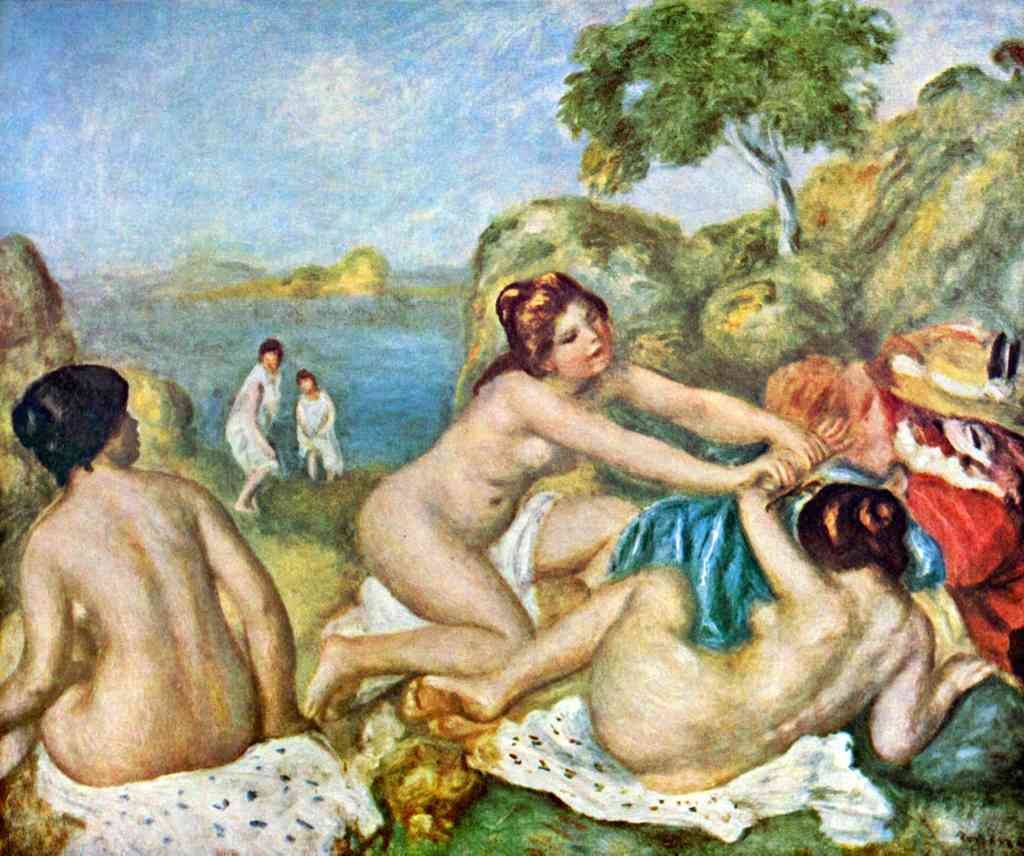Three Bathing Girls With Crab Renoir A4 Photo Print