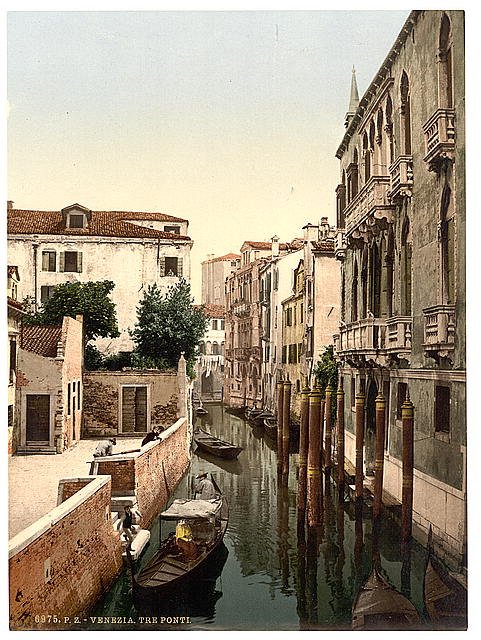 Three Bridges Venice Vintage A4 Photo Print