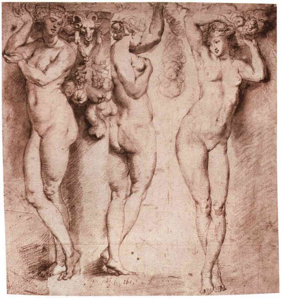 Three Caryatids Rubens A4 Photo Print