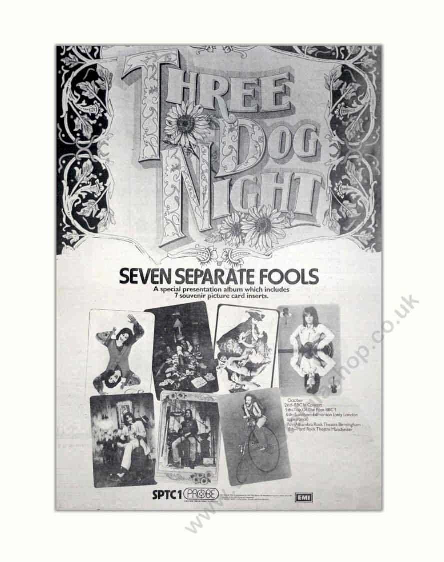 Three Dog Nights Vintage Retro Advert Poster A4 Photo Print