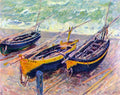 Three Fishing Boats In Eretrat Monet A4 Photo Print