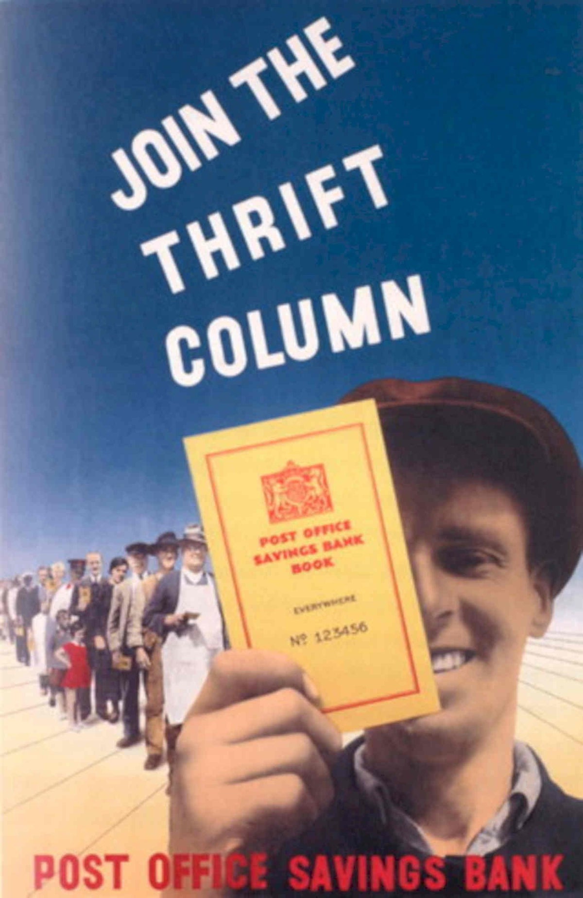 Thrift Column Savings 1930s Vintage Retro Advert Poster