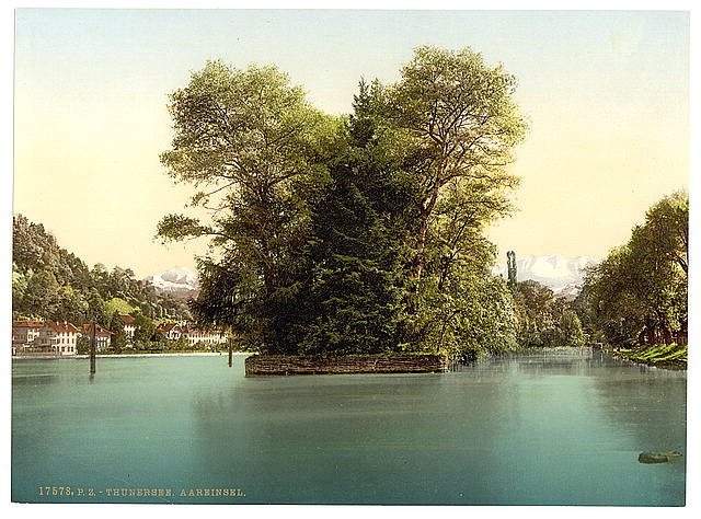 Thun Lake of Aare Insel Bernese Oberland Vintage A4 Photo Print
