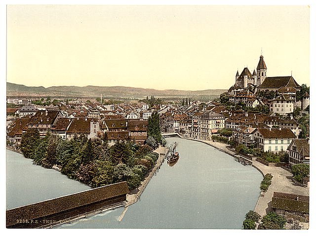 Thun from the Thunerhof Bernese Oberland Vintage A4 Photo Print