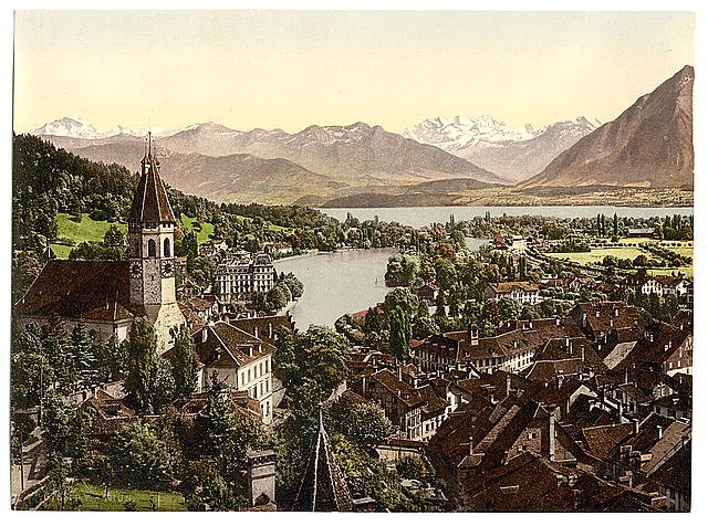 Thun general view I Bernese Oberland Vintage A4 Photo Print