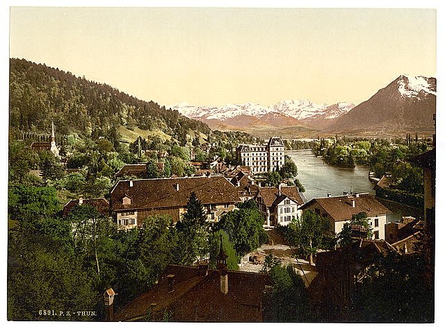 Thun general view II Bernese Oberland Vintage A4 Photo Print