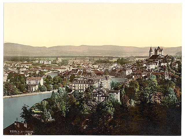 Thun general view III Bernese Oberland Vintage A4 Photo Print