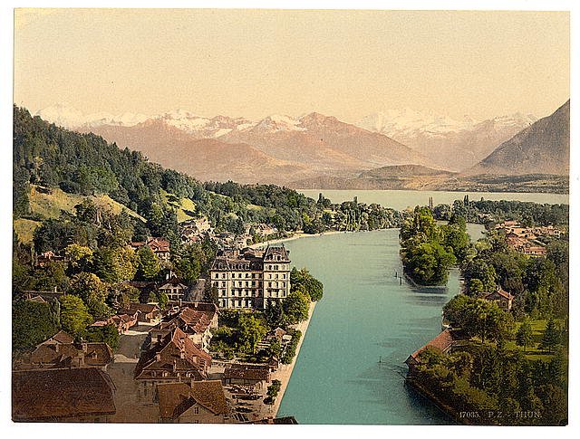 Thun general view IV Bernese Oberland Vintage A4 Photo Print