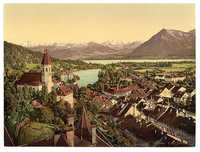 Thun general view V Bernese Oberland Vintage A4 Photo Print