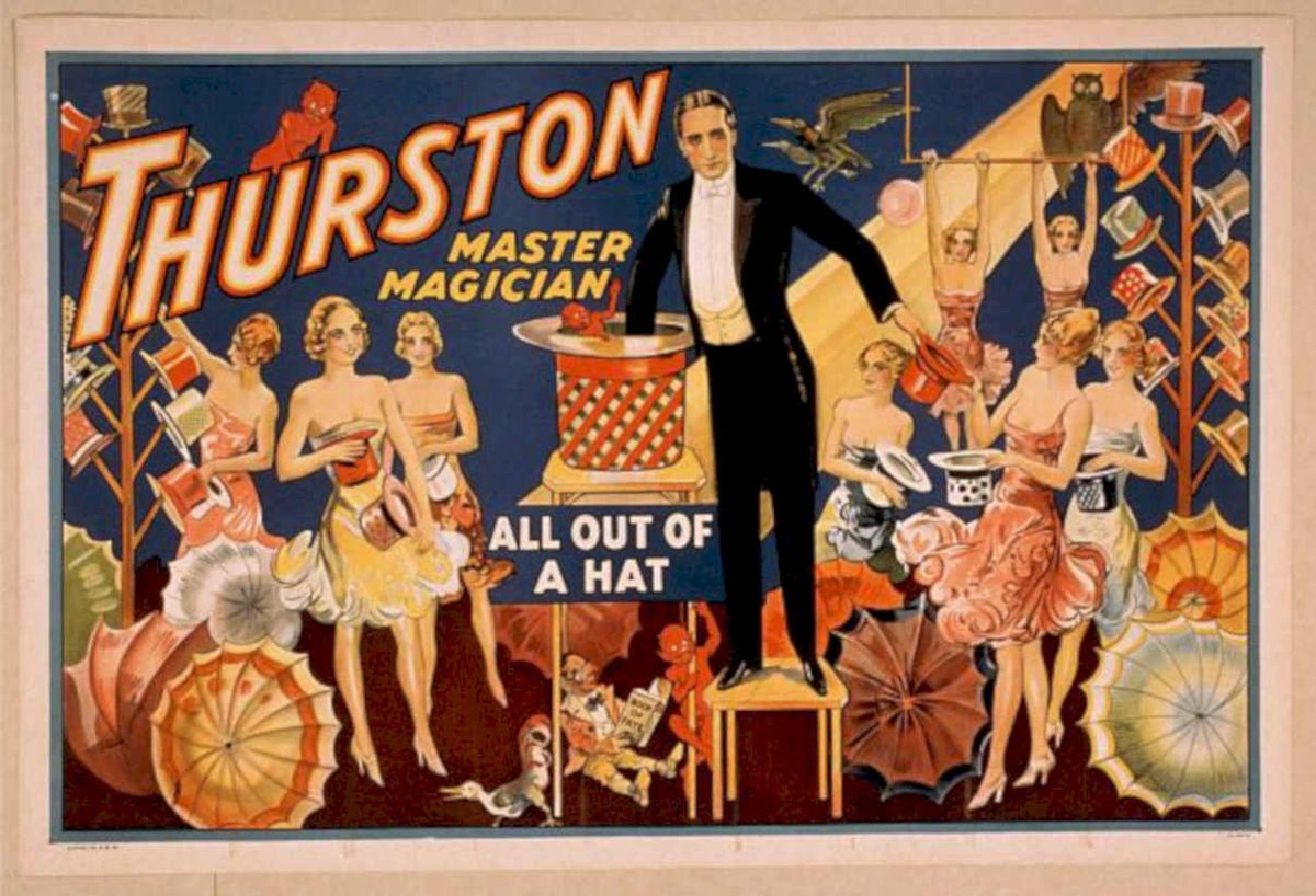 Thurston Magic Hats Vintage Retro Advert Poster A4 Photo Print