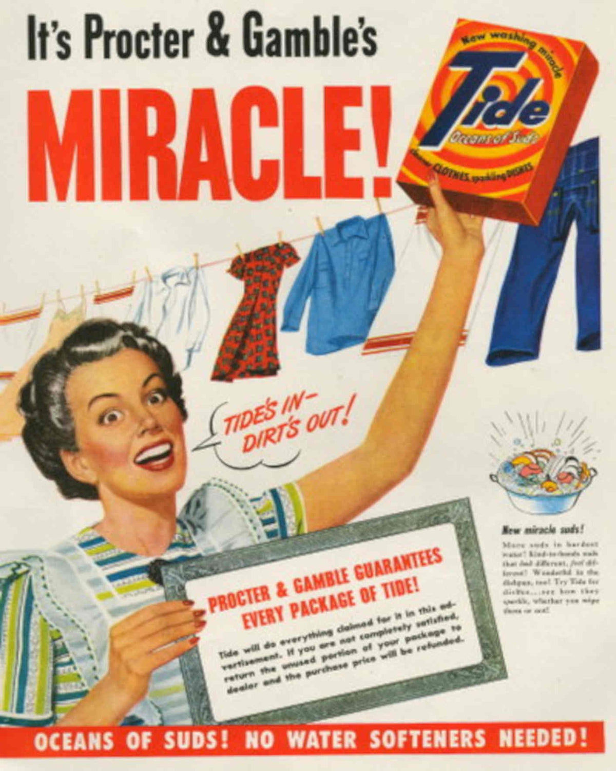 Tide Laundry Scene 1940s Vintage Retro Advert Poster