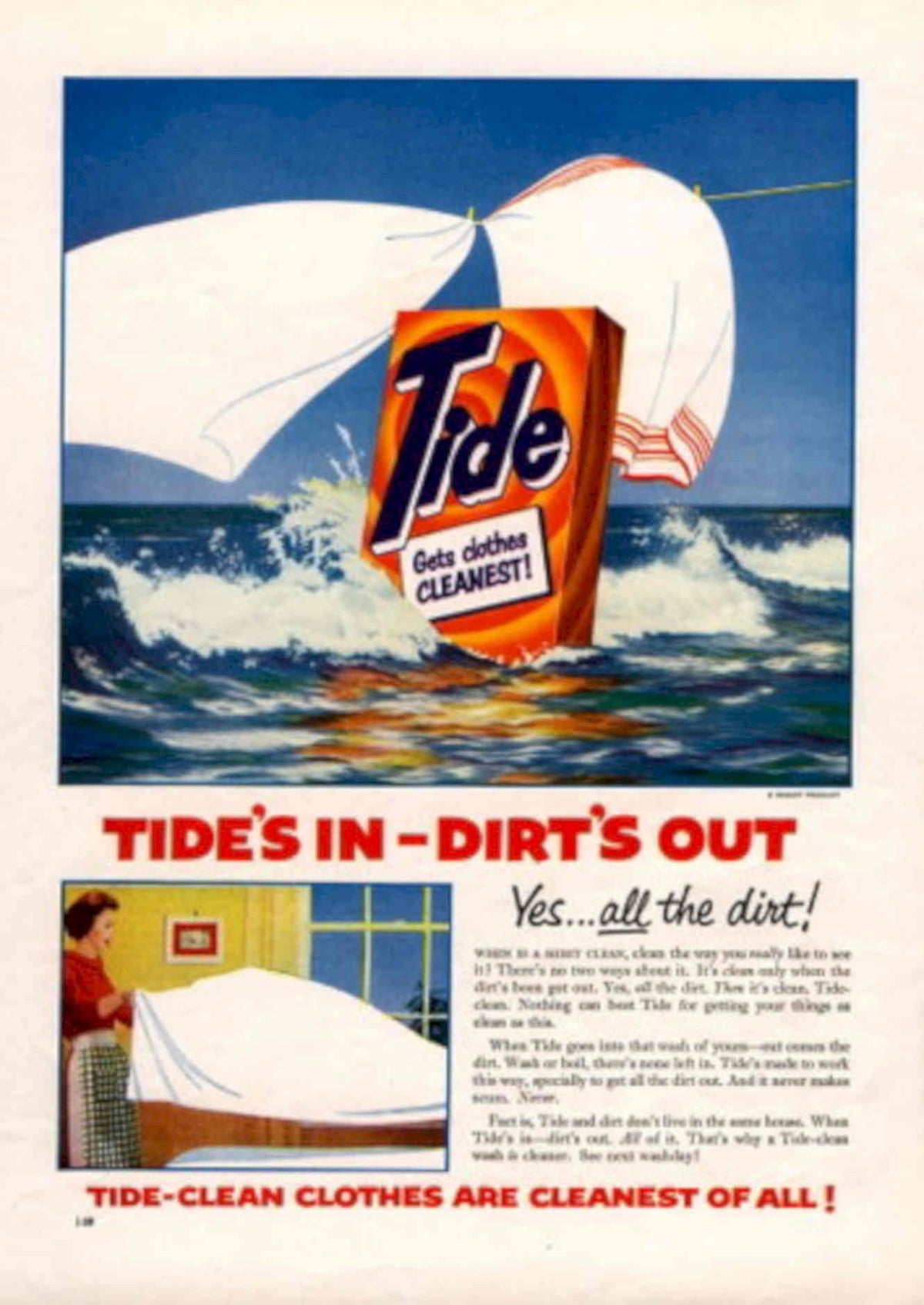 Tide Seascape Clean 1950s Vintage Retro Advert Poster