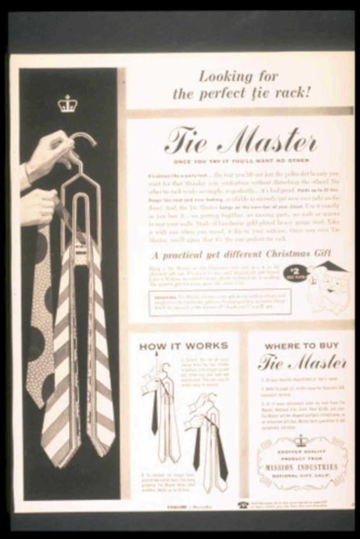 Tie Master Rack 1930s Vintage Retro Advert Poster