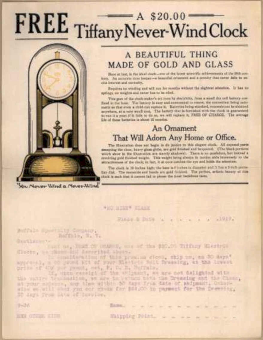 Tiffany Clock 1919 Vintage Retro Advert Ads A4 Photo Print