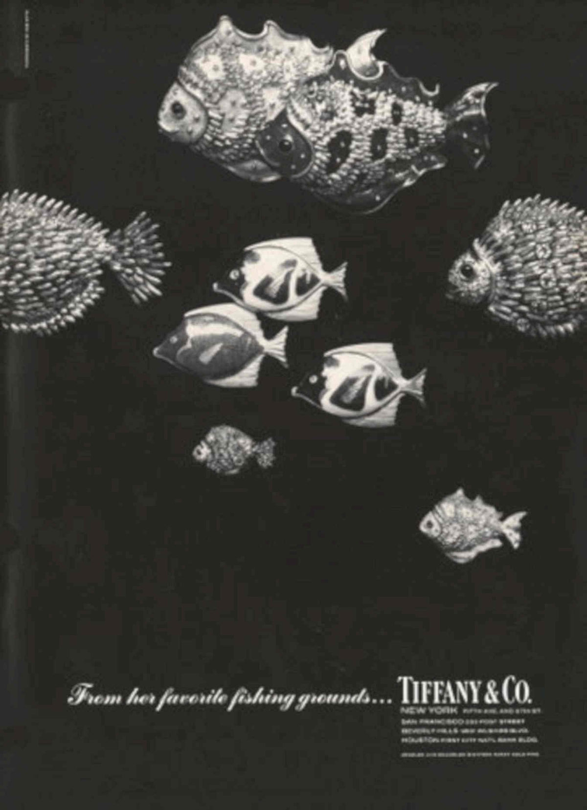 Tiffany Fish Grounds 1930s Vintage Retro Advert Poster