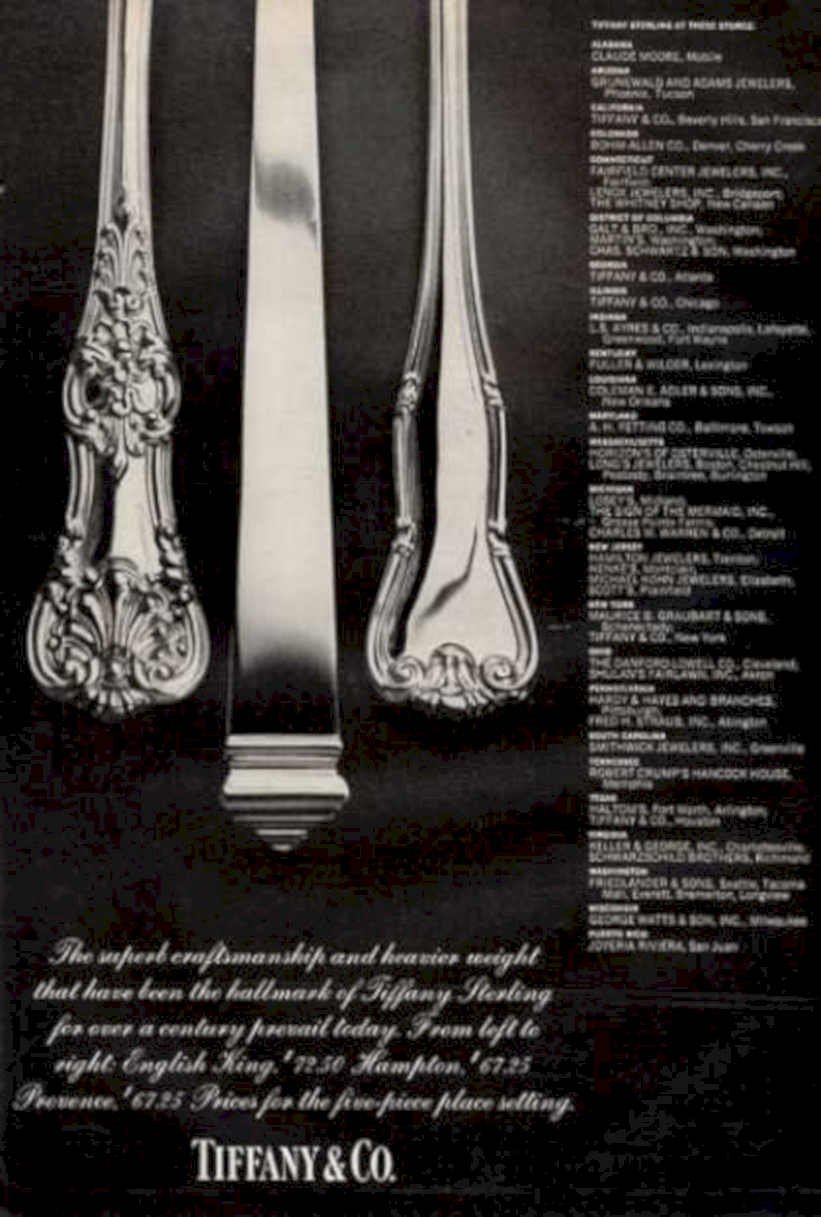 Tiffany Silver Flatware Vintage Retro Advert Ads A4 Photo Print