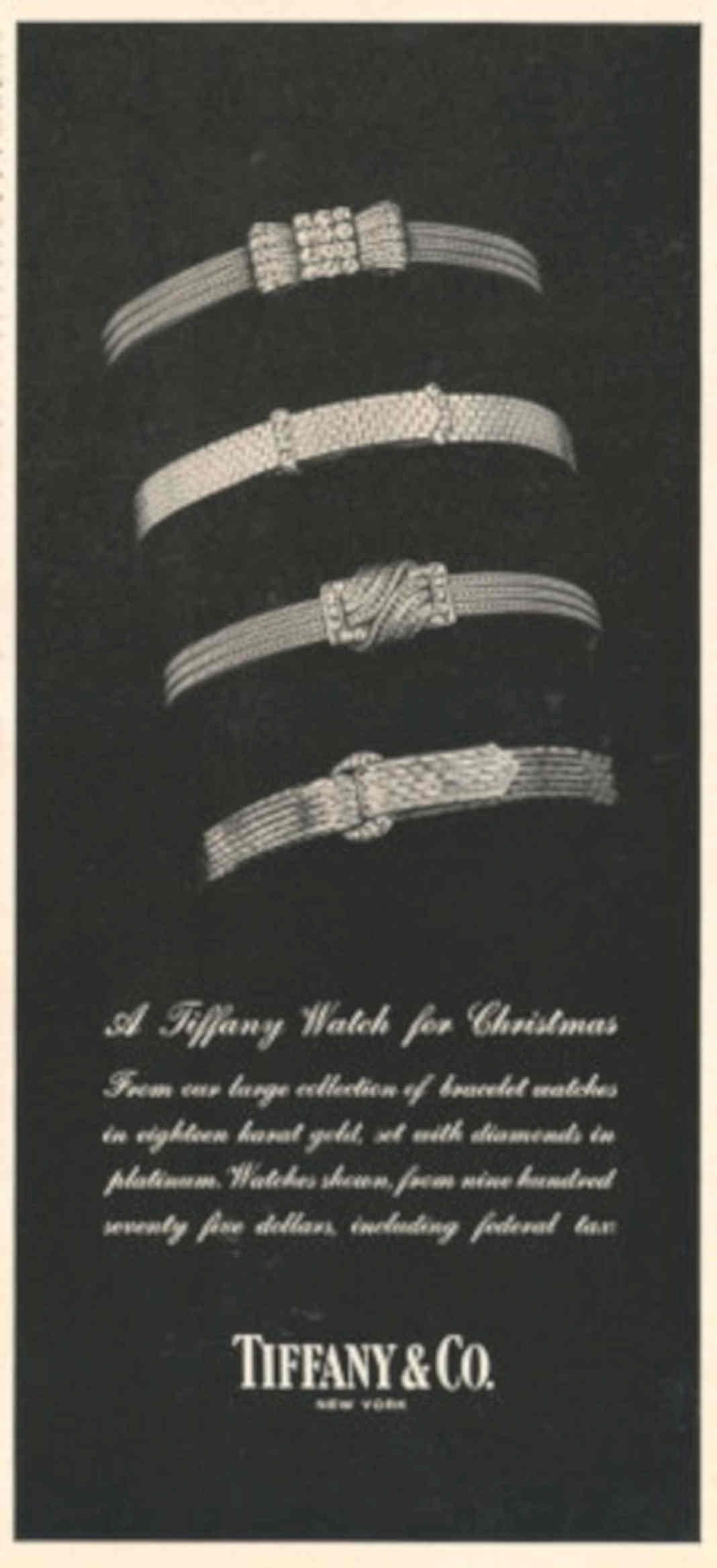 Tiffany Watches Christmas 1940s Vintage Retro Advert Poster