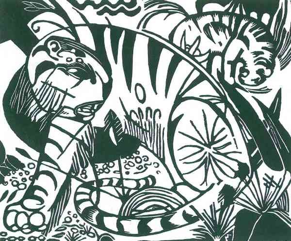 Tiger 2 by Franz Marc Abstract Art A4 Photo Print