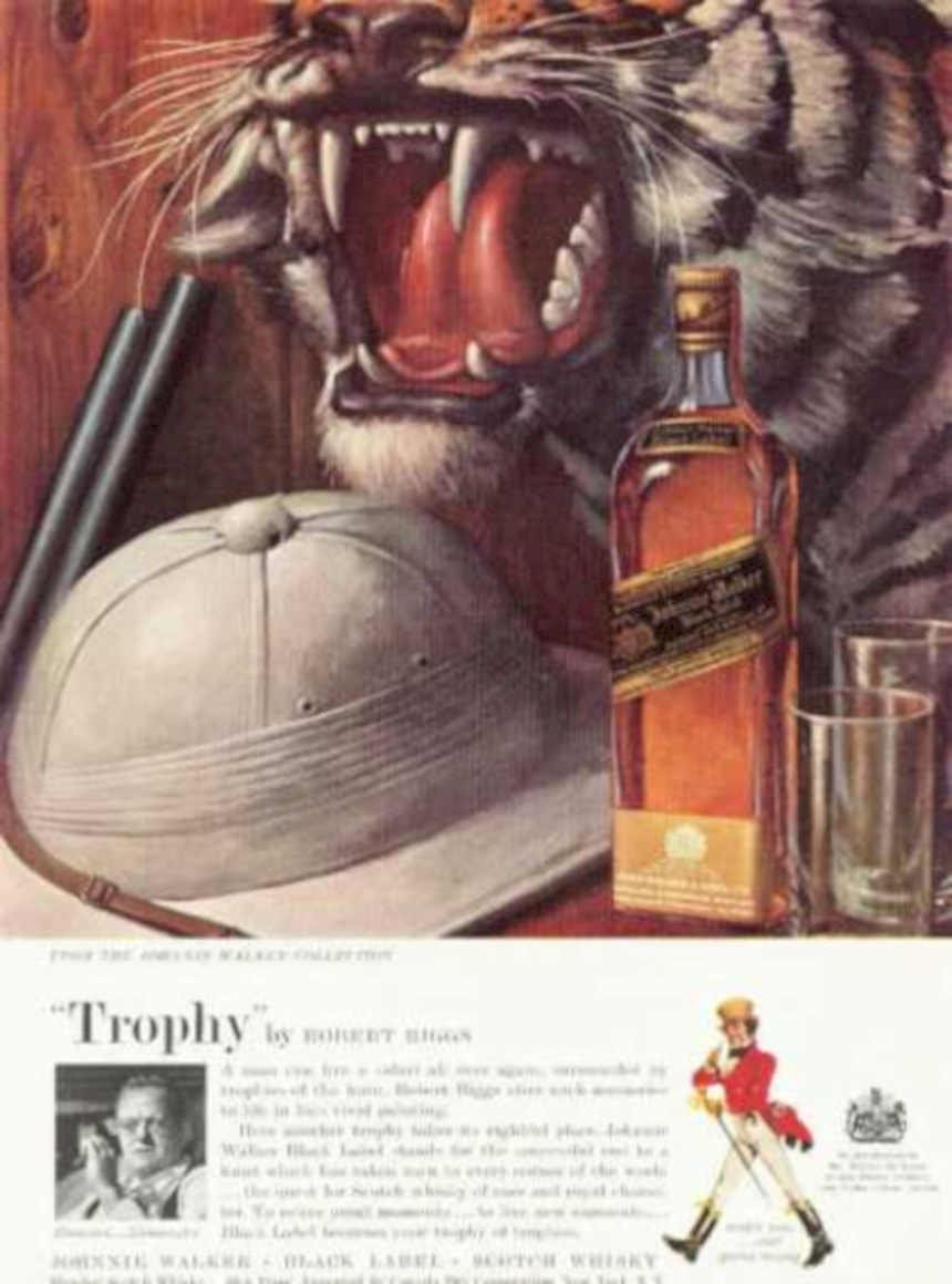 Tiger Whiskey Trophy Vintage Retro Advert Ads A4 Photo Print