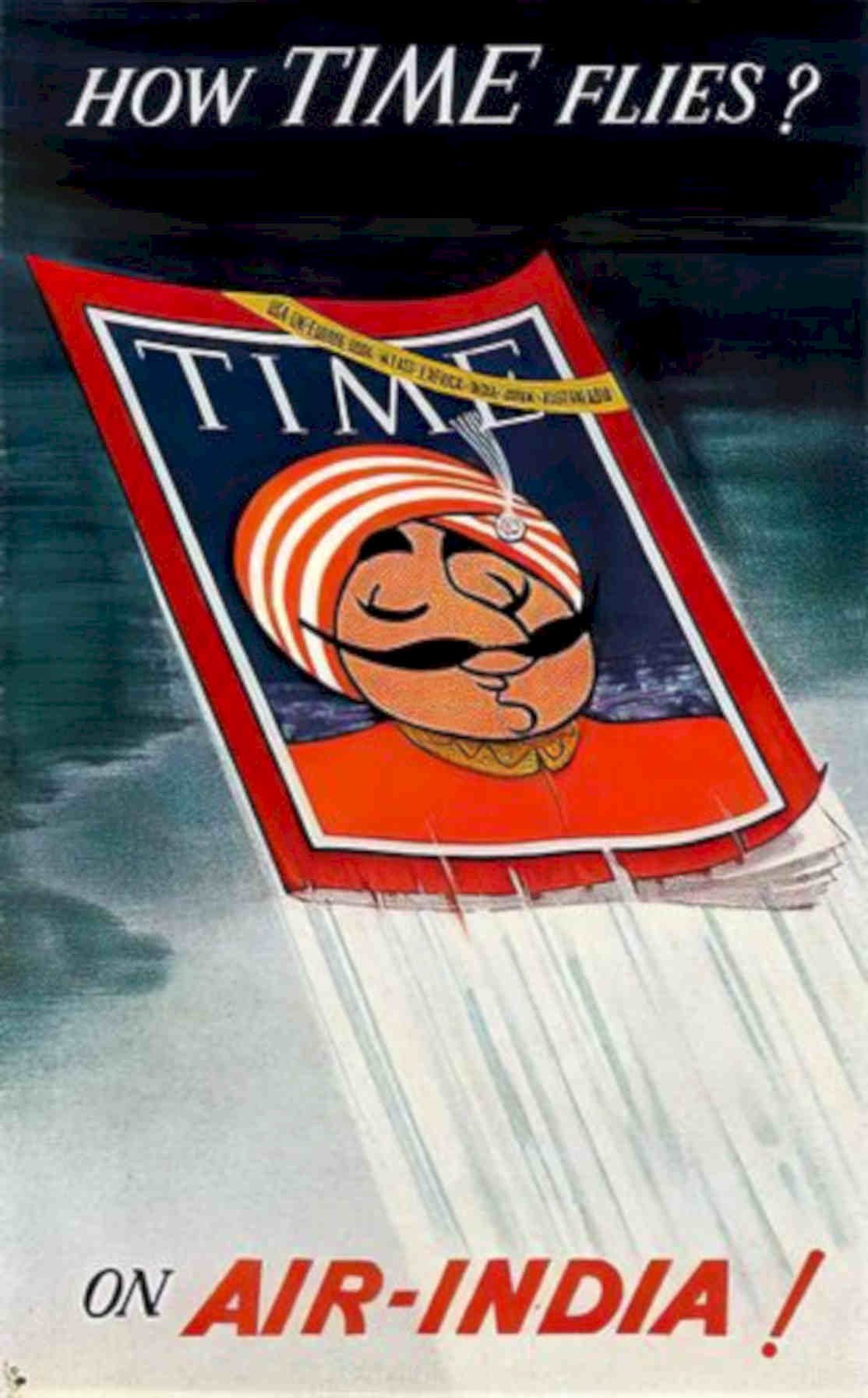 Time Flies Plane Vintage Retro Advert Poster A4 Photo Print