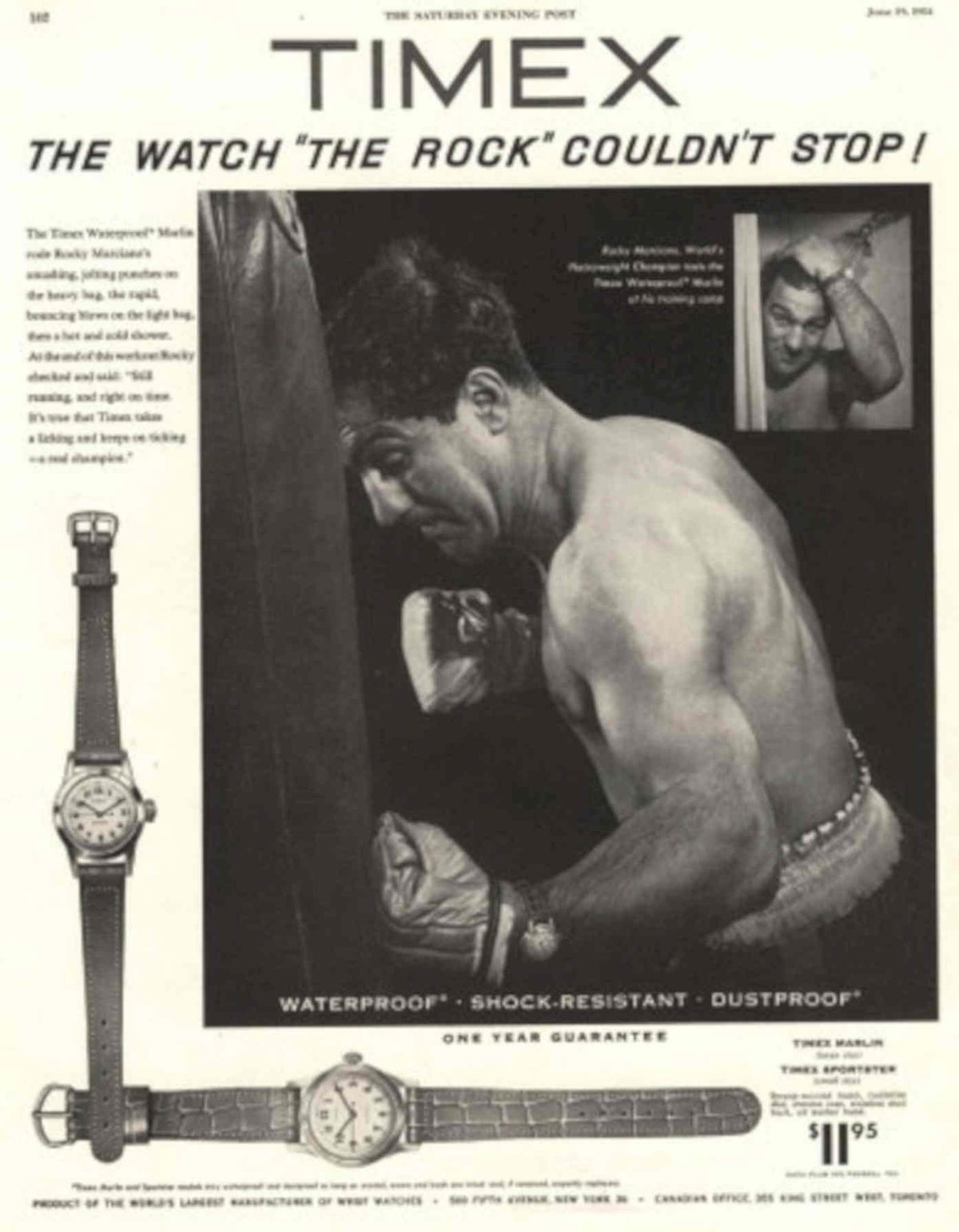 Timex Marlin Watch 1940s Vintage Retro Advert Poster