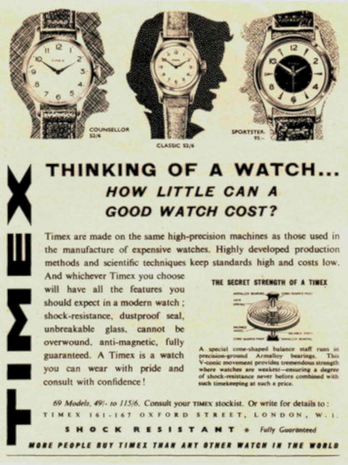 Timex Watches Classic 1950s Vintage Retro Advert Poster