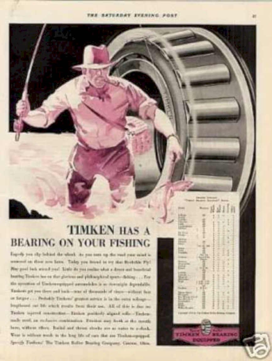 Timken Bearing Fisherman Vintage Retro Advert Ads A4 Photo Print