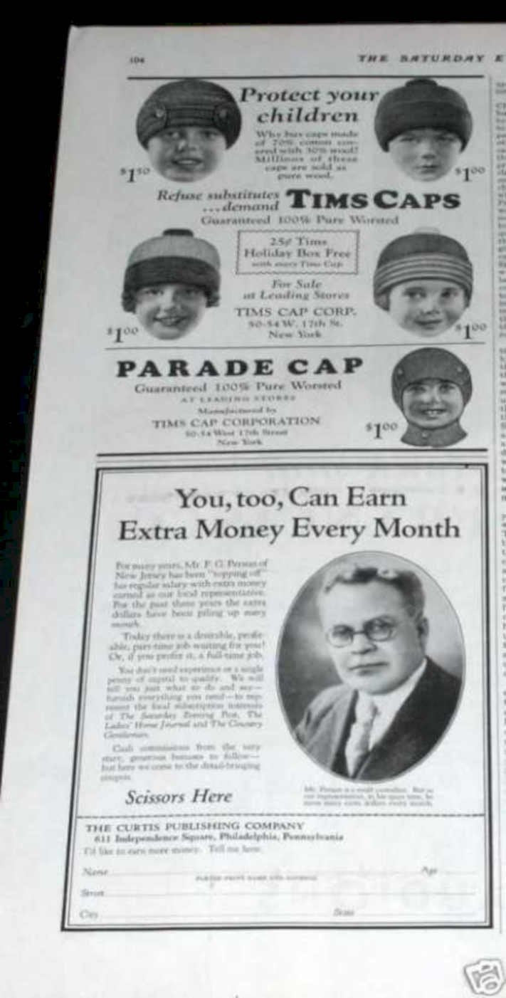 Tims Caps Parade Vintage Retro Advert Ads A4 Photo Print