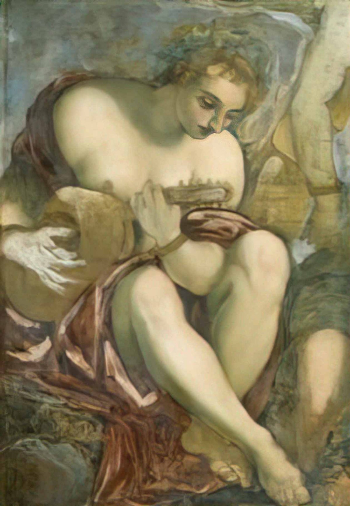 Tintoretto muse with lute 1594 Art A4 Photo Print