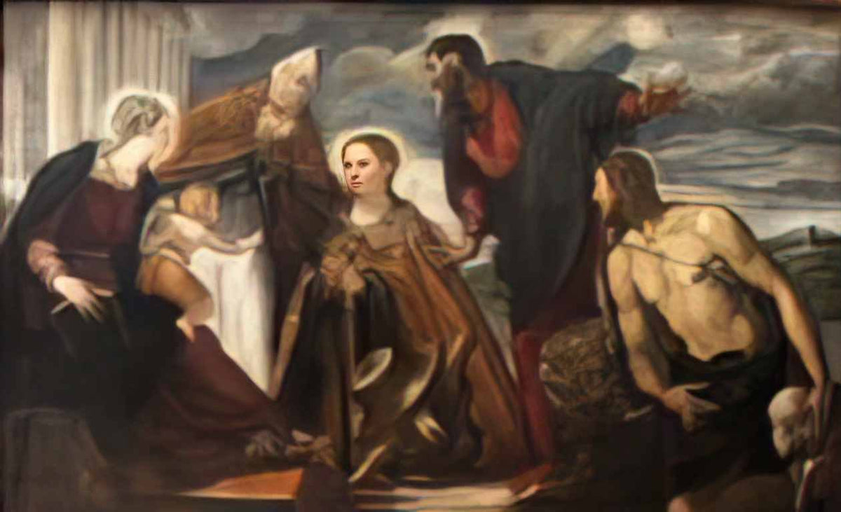 Tintoretto virgin and child with saint catherine saint augustine sain Art A4 Photo Print